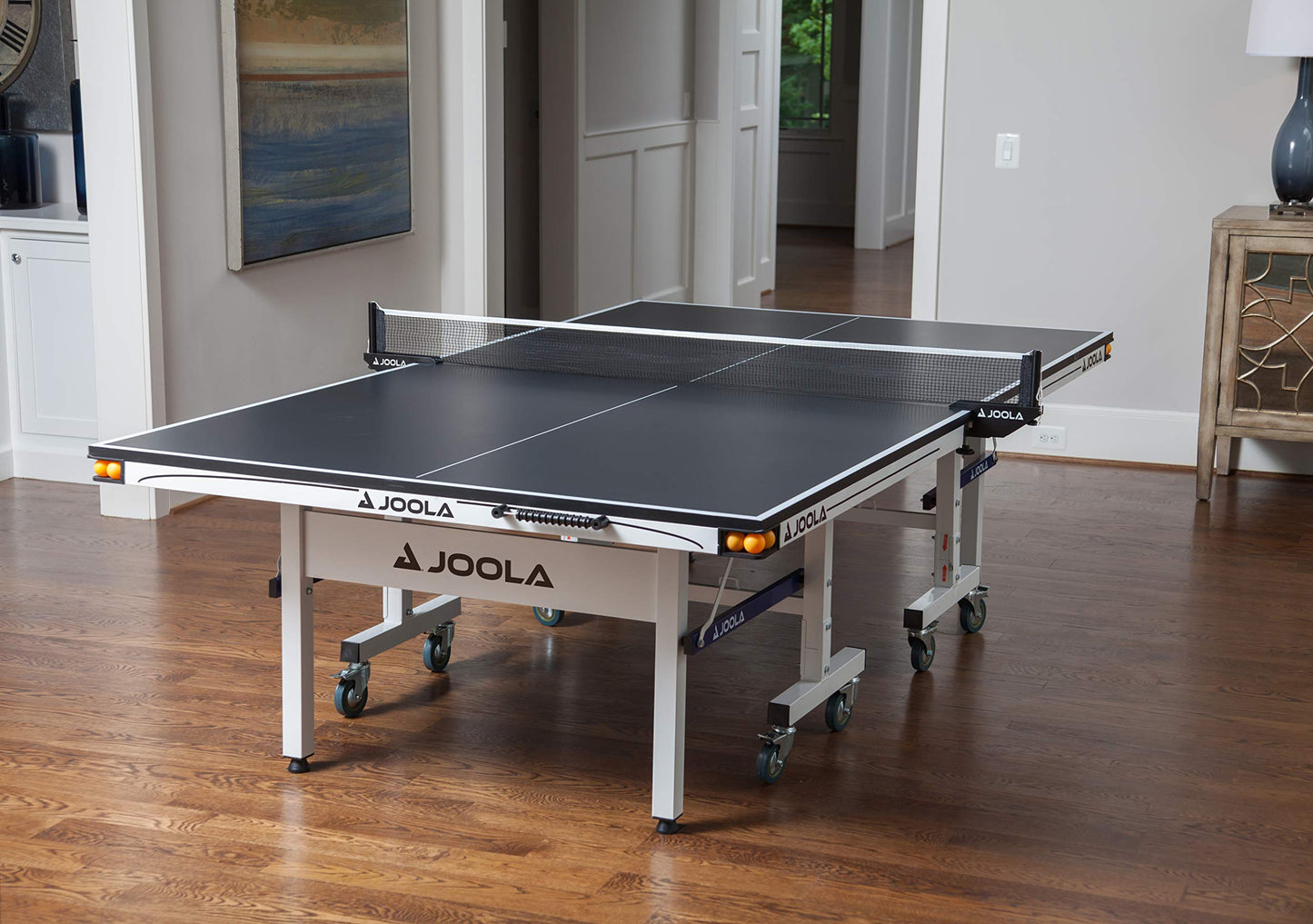 JOOLA Rally TL Professional MDF Indoor Ping Pong Table w/ Quick Clamp Table Tennis Net & Post Set - 10 Minute Easy Assembly - Corner Ball Holders - Tournament Quality - Includes Playback Mode