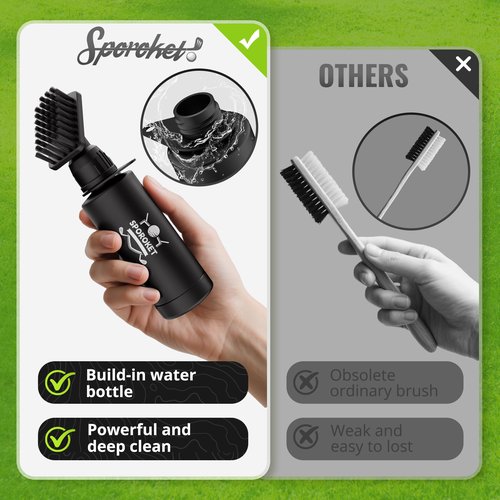 SPOROKET Pro Golf Club Brush Cleaner with Heavy Duty Retractable Clip and Squeeze Bottle for 4 oz of Water, Premium Golf Accessories for Men