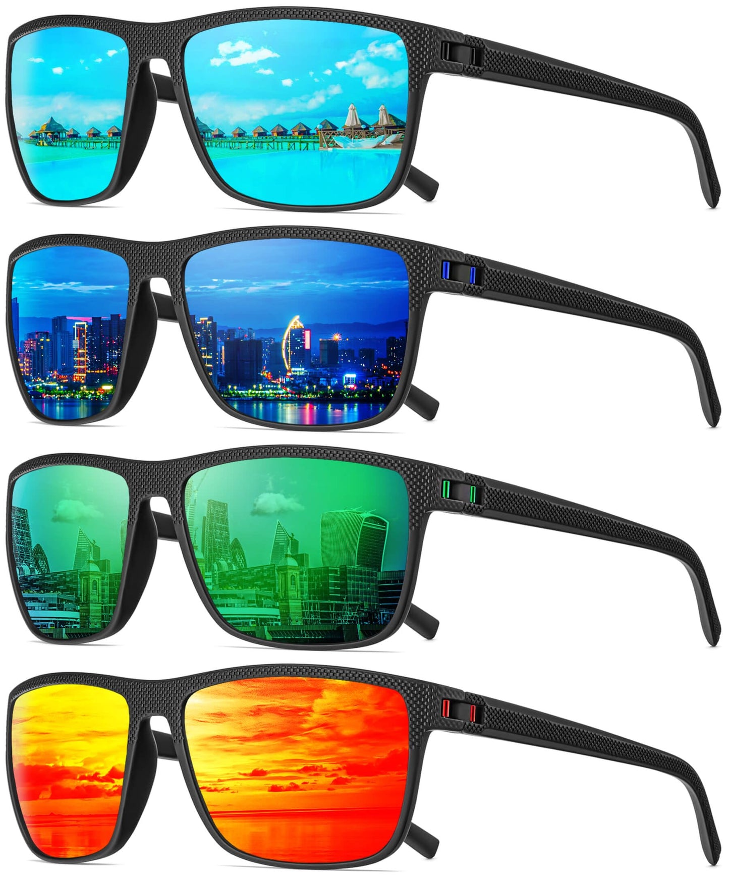 QALLY Polarized Sunglasses-Men-Women Mens Sunglasses: Classic Sun Glasses with UV Protection Driving Fishing Golf 4 Packs