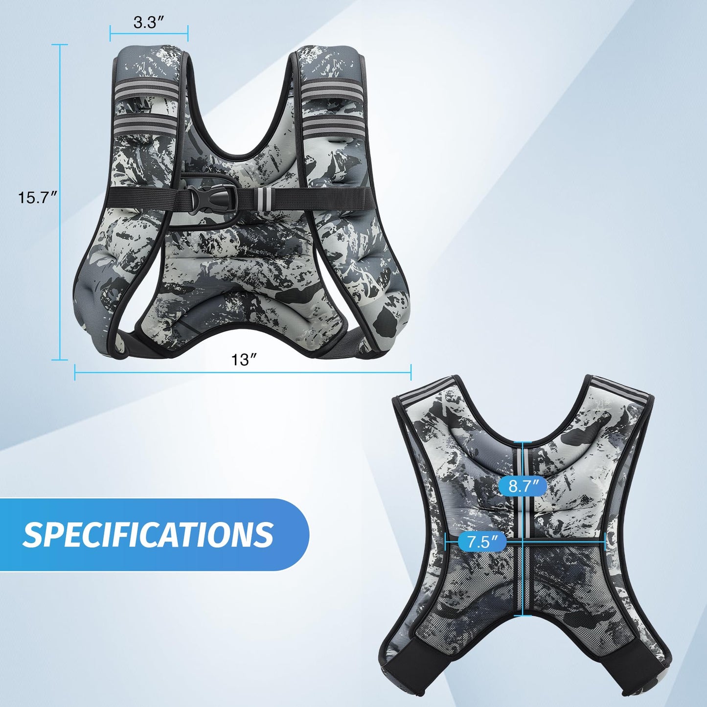 ZELUS Weighted Vest, 6lb/8lb/12lb/16lb/20lb/25lb/30lb Weight Vest for Men Women with Storage Pocket & Reflective Strips for Workout Strength Training Running Muscle Building, Urban Gray Camo (12 lb)