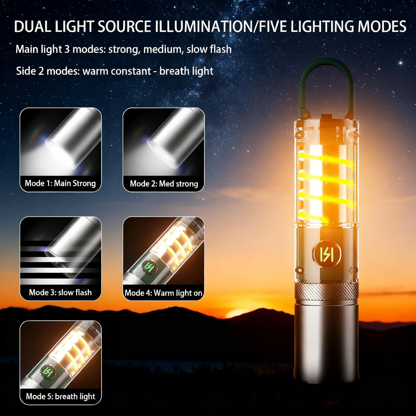 Aijolenly Rechargeable High-Lumens Flashlights, Super Bright LED Flashlights, High-Power Handheld Flashlights with 6 Modes and Adjustable Focus, Suitable for Emergency Lighting and Hiking