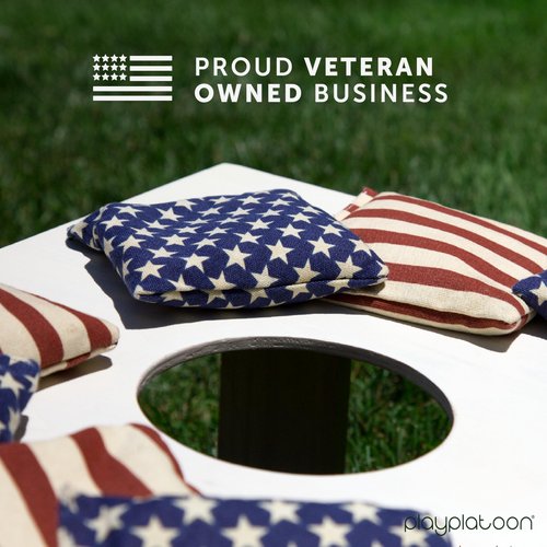 Play Platoon Weather Resistant Cornhole Bags Set of 8 - American Flag Corn Hole Bags (Stars & Stripes) - Outdoor Toss -Regulation Size & Weight