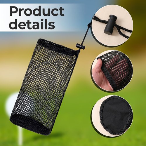 EupHHonycs Black Nylon Mesh Golf Pouch, Golf Ball Storage Bag, Black Golfs Ball Bag, Carries 48-56 Golfs Balls, Multi-Purpose Net Pouch, With Locking Drawstring Closure