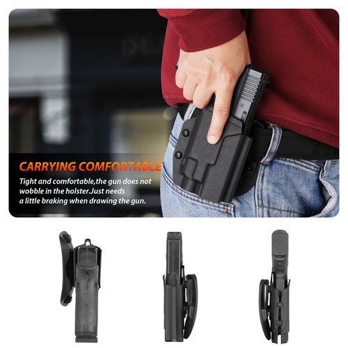 OWB Kydex Light Bearing Holster for Glock 17,19(Gen 1-4) with Streamlight TLR-7,TLR-7A,TLR-7X,TLR-8,TLR-8XG flaslight,Optic Ready,Adj. Cant & Retention, Right Hand.