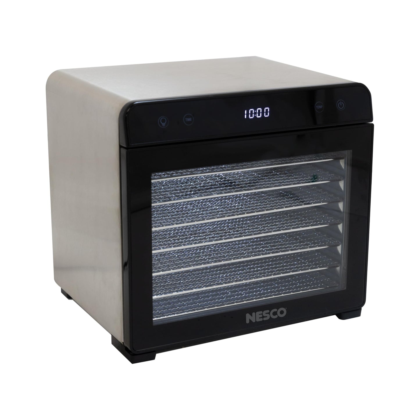 NESCO 8-Tray Stainless Steel Food Dehydrator – Digital Timer, Temp Control, Inner Light, Drip Tray – Jerky, Fruit, Herbs, Dog Treats, 650W, BPA-Free