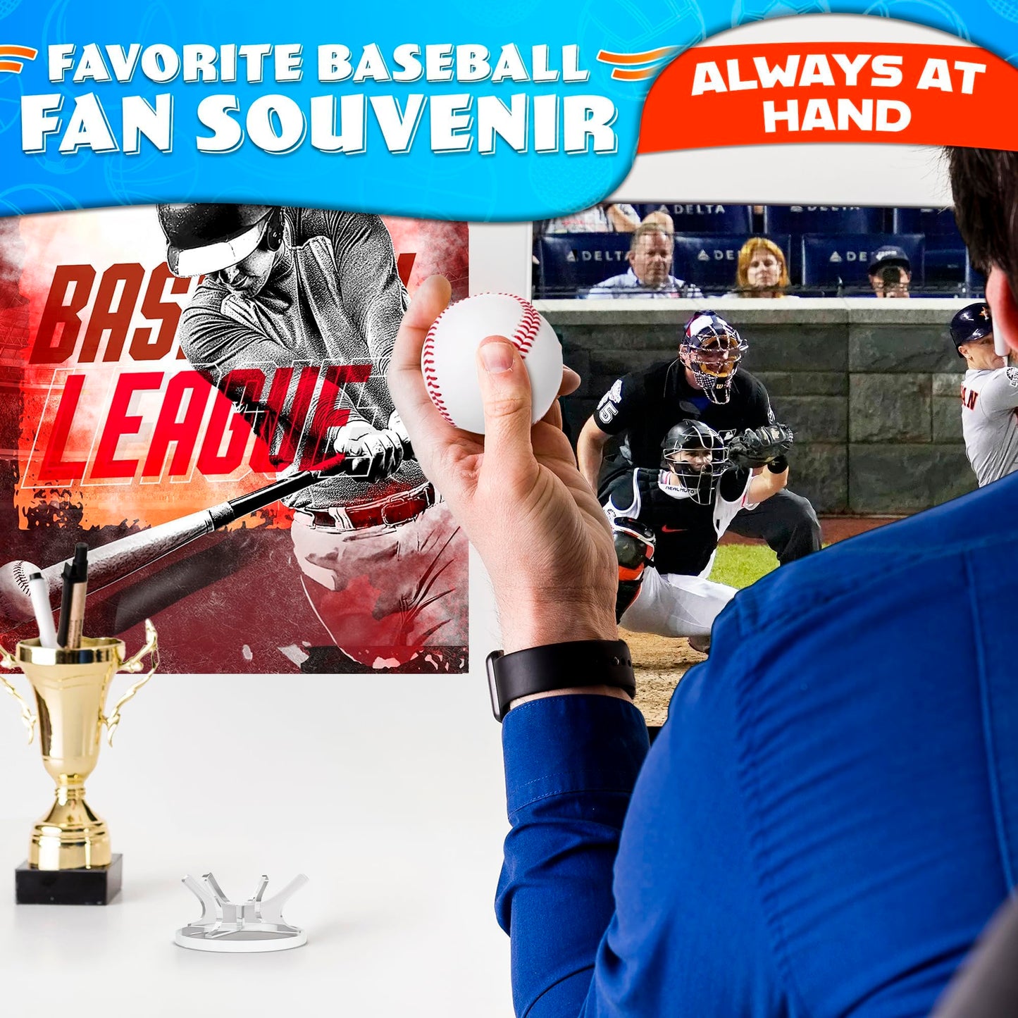 LIBERHAUS Baseball Holder Stand, 1.96 in Clear Acrylic Small Ball Display
