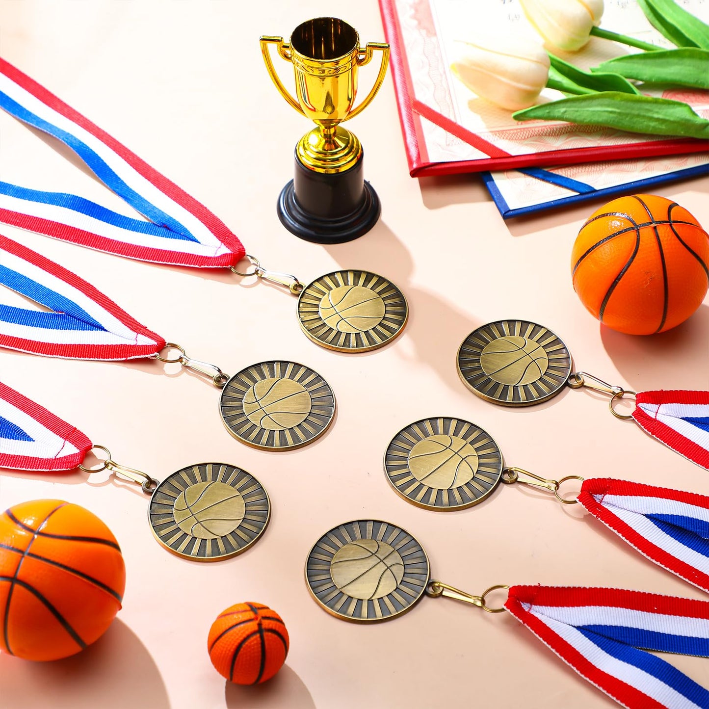 Huquary 30 Pcs Medals with Neck Ribbons, 2'' Gold Medal