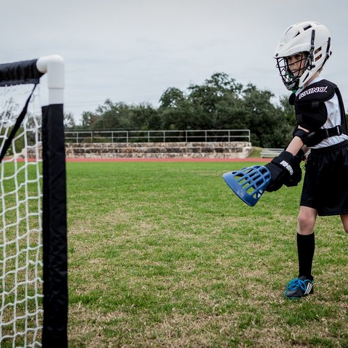 Champion Sports Mini Lacrosse Goal: Kids Gear Backyard Shooting Practice Net Black, 8.3