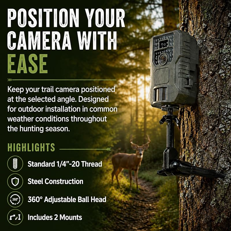 Nuobake Trail Camera Mount 2-Pack, Screw-In Tree Mounts for 1/4-20 Cameras & Accessories