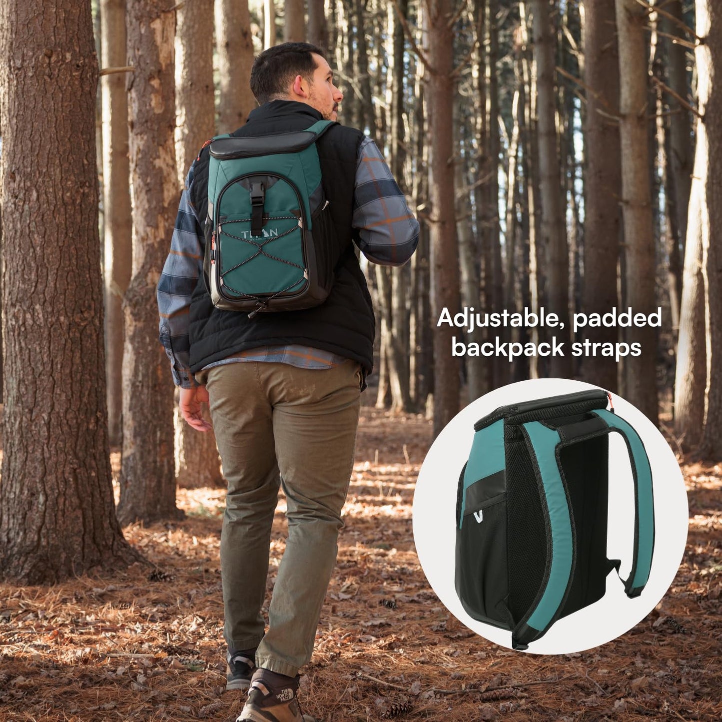 Titan by Arctic Zone Backpack Cooler, Insulated Soft Sided Bag with Leak Proof Lining and Padded Straps, for Lunch, Picnic, and Travel, 24 Can Capacity, Jungle Hunt
