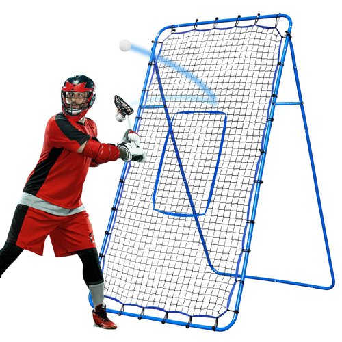 Lacrosse Rebound Net, 7x4ft Lacrosse Rebounder for Backyard, Adjustable Angles Bounce Back Net with Target Strike Zone, Easy Quick Setup, Volleyball Baseball Softball and Soccer Training