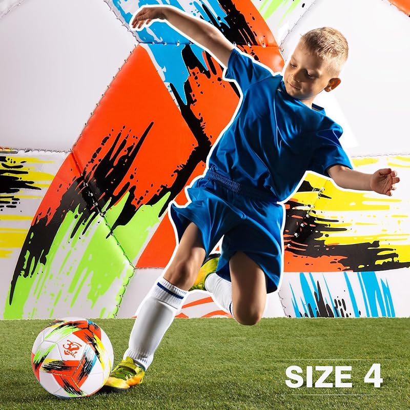 Soccer Ball Size 4 for Kids Youth 8-12 with Pump - Red 2 Pack