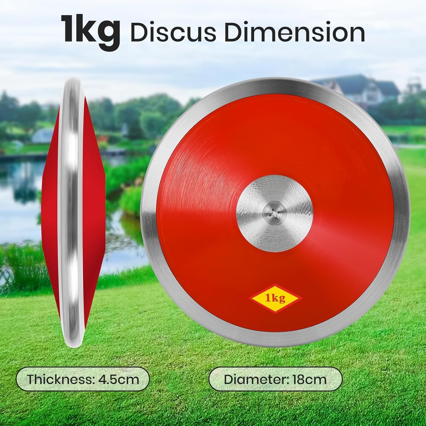 2 Pcs Sports Training Discus for School Track and Field, 1kg Nylon Discus with Steel Rim and Center, Men Women Discuses for Outdoor Practice Throwing
