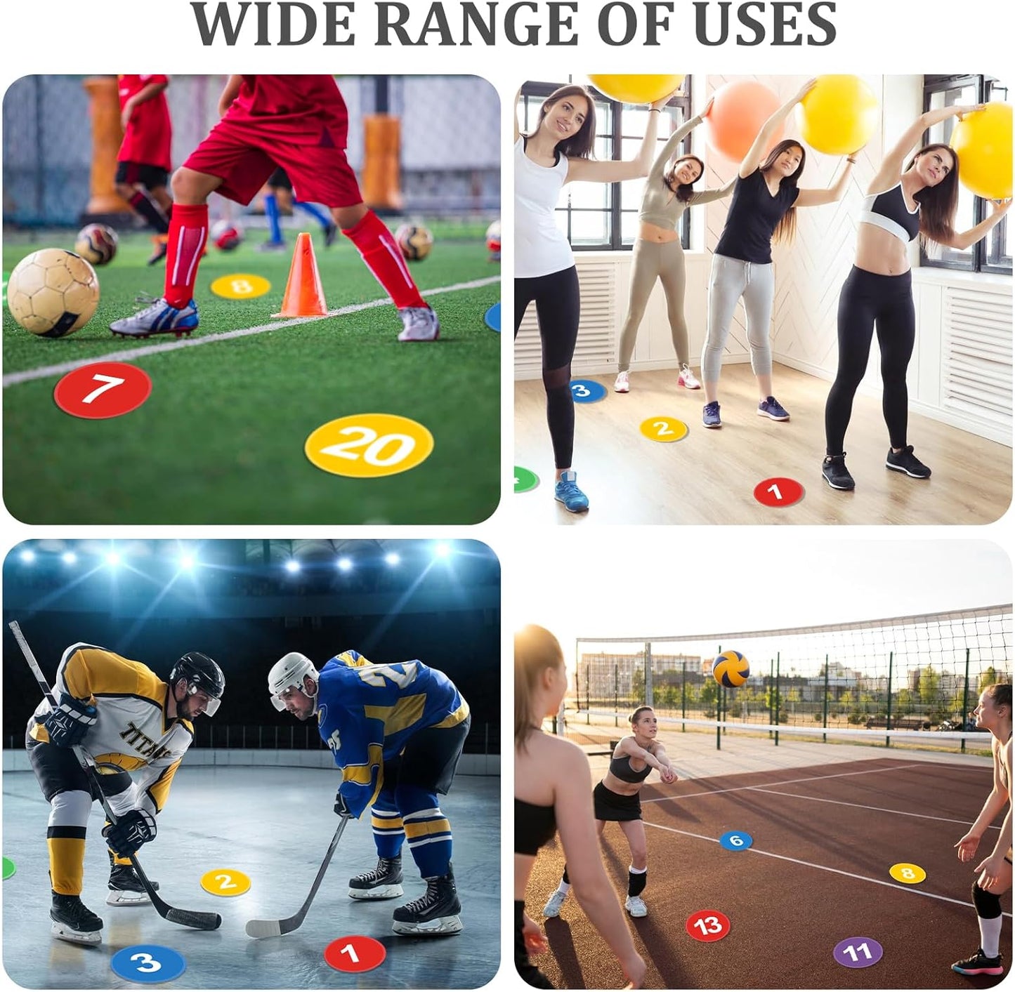24 Pack Spot Markers Non Slip Rubber Agility Markers Flat Field Cones Floor Dots for Soccer Basketball Sports Speed Agility Training and Drills（7.6 Inch）