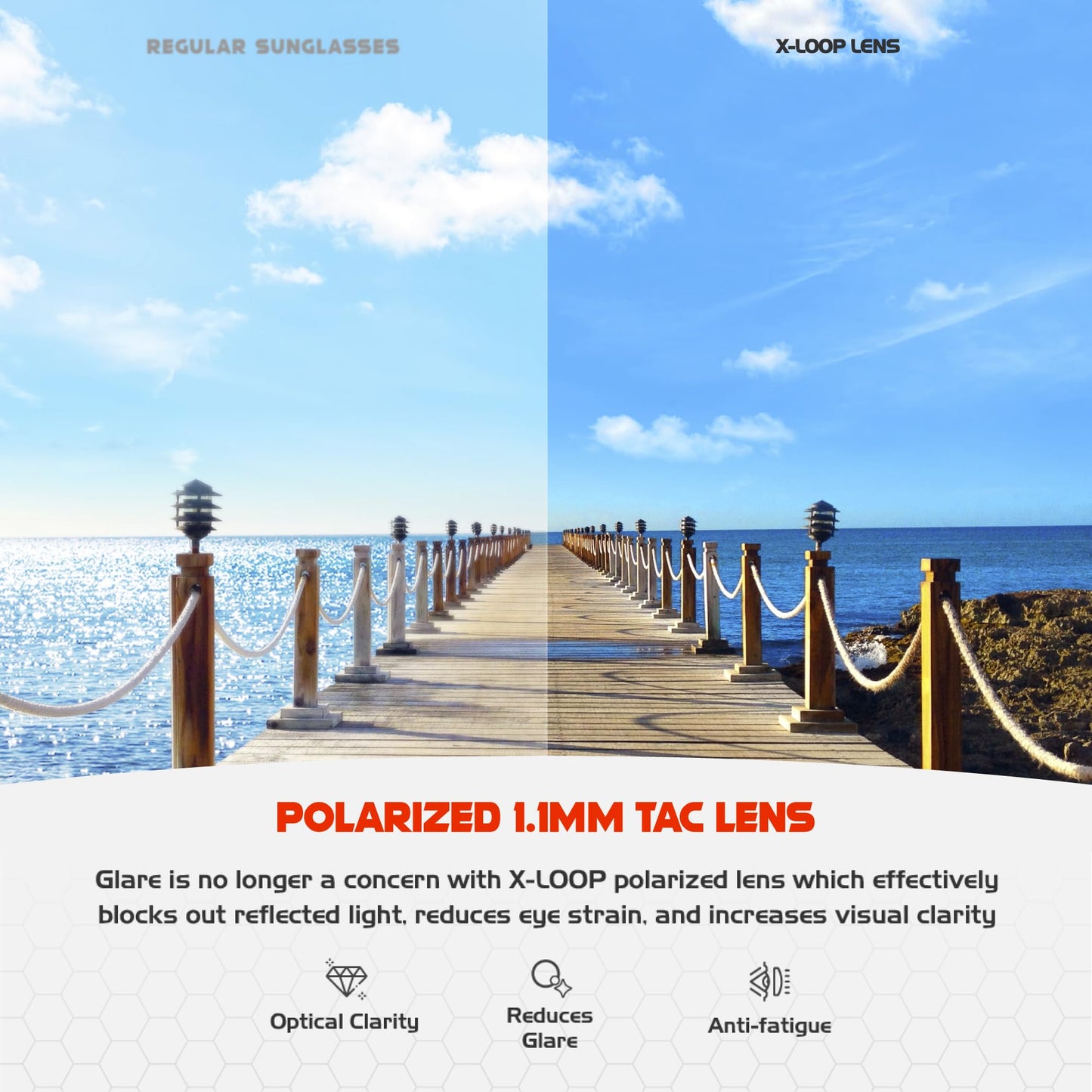X LOOP Polarized Wrap-Around Sunglasses for Men Women Running Fishing Driving Sports Glasses