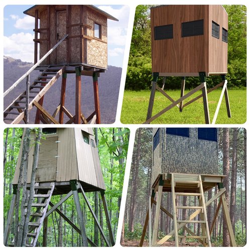 Deer Stand Brackets, 4Pcs Green Outdoor 4"x 4" Compound Angle Brackets for Outdoor Platforms, Deer Hunting, Shooting Shacks, Observation Decks and Tree Houses