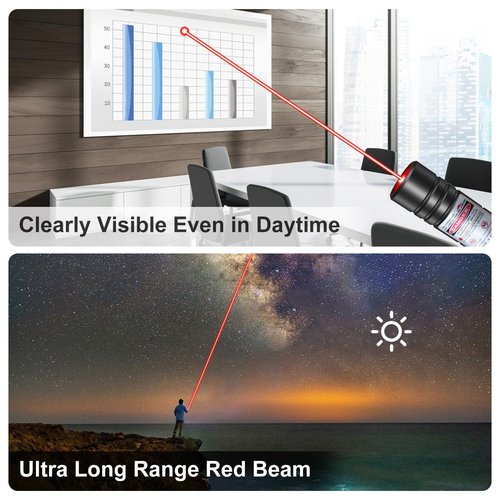 LETEAPII Red Light Flashlight, Long Distance USB Rechargeable Tactical Beam with Star Cap Adjustable Effect for Outdoor Journeys, Presentations, TV/LED/LCD Screens, and Stargazing