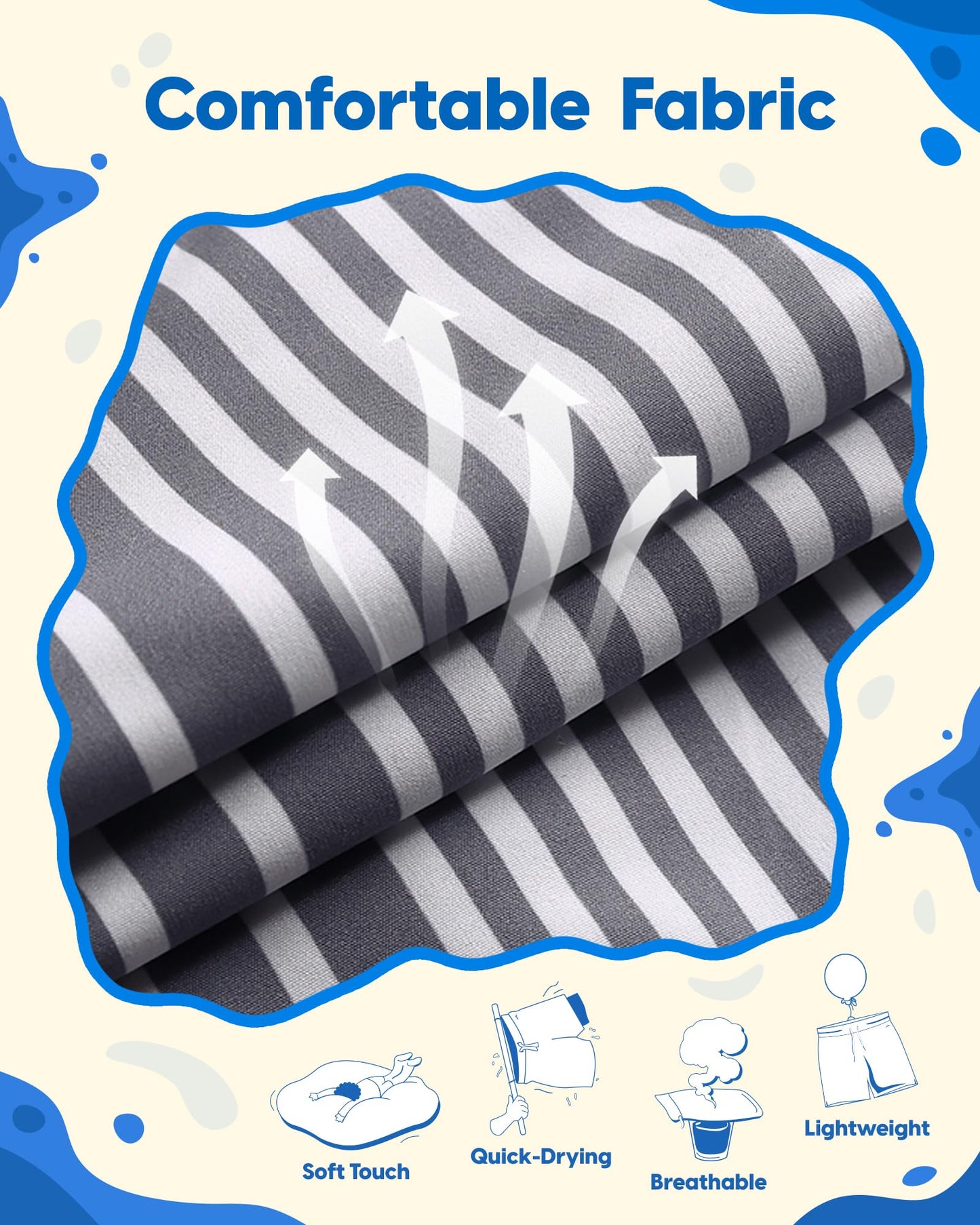 maamgic Boys Swim Trunks Toddler Swim Shorts Little Boys Bathing Suit Swimsuit Toddler Boy Swimwear,Stripe Gray,5 T