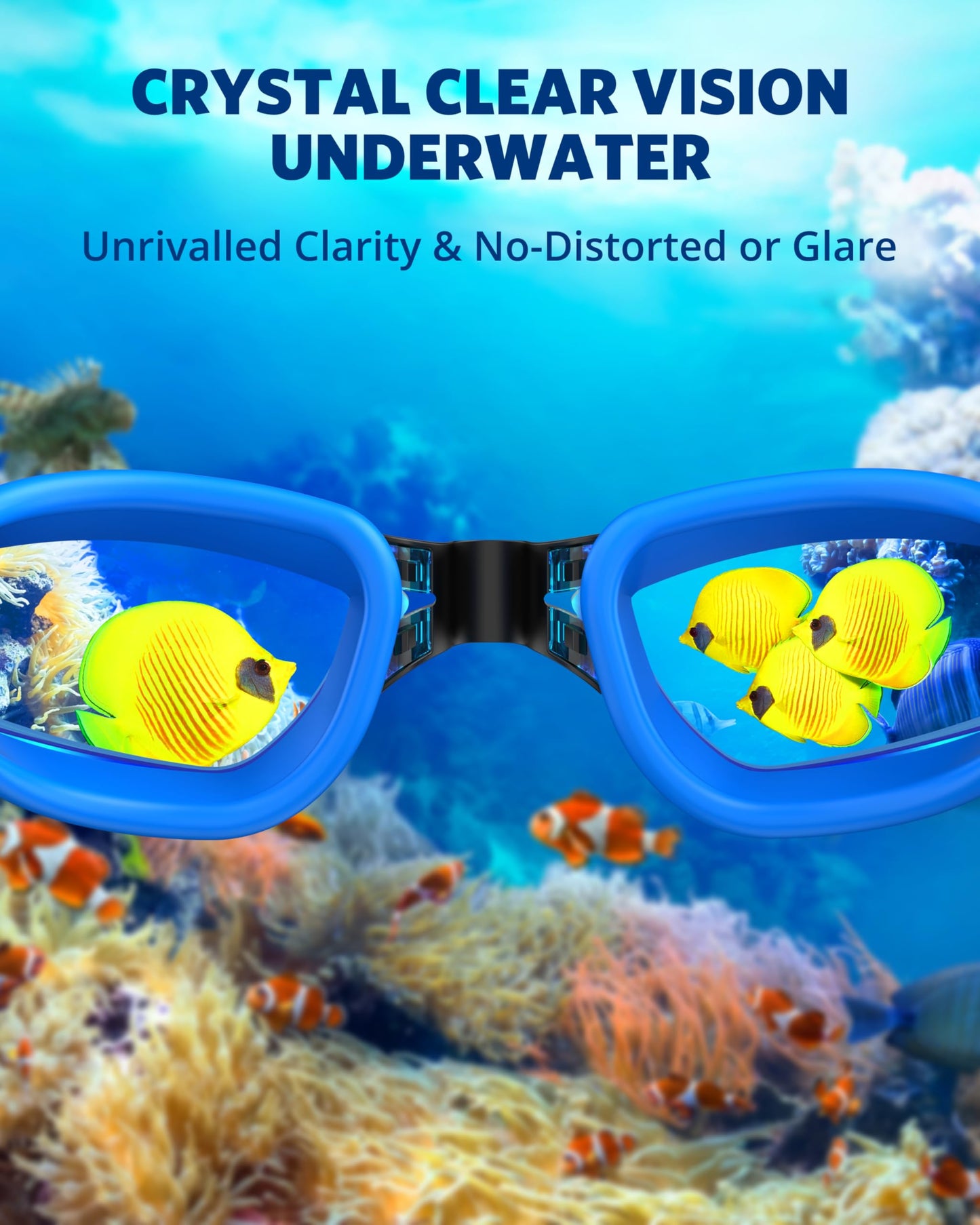 Aegend Swim Goggles, Swimming Goggles No Leaking Full Protection Adult Men Women Youth, Blue-black