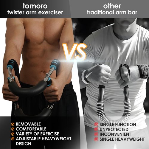 Twister Arm Exerciser, 40-130lbs Adjustable Power Twister Bar with 2 Springs & Training Poster, Upper Body Home Workout Equipment for Men & Women, Detachable Chest Exerciser