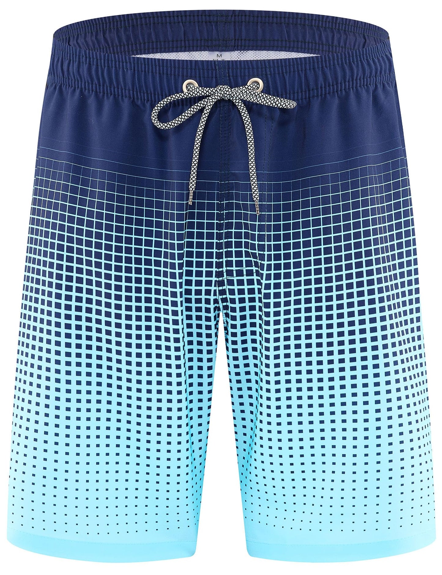 ELETOP Men's Swim Trunks Quick Dry Bathing Suit Swimming Board Shorts Mesh Lining Beach Swimwear Grid Gradient Blue S