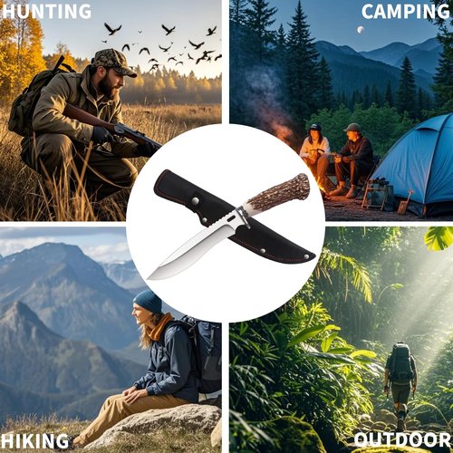 Xiaotianlai Hunting Knife with Sheath,11''Camping Fixed Blade Knives for,Outdoor Bushcraft Knife with Handle for Hunting,Fishing and Survival,Cool Knives Gifts for Men