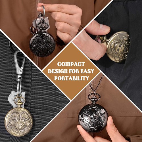 Banloga D&D Dice Set,7PCS Metal Dice for Dungeons and Dragons,Mini Dice Set with Pocket Watch Case,Role Playing Board Games Accessories (Dragon, Bronze)