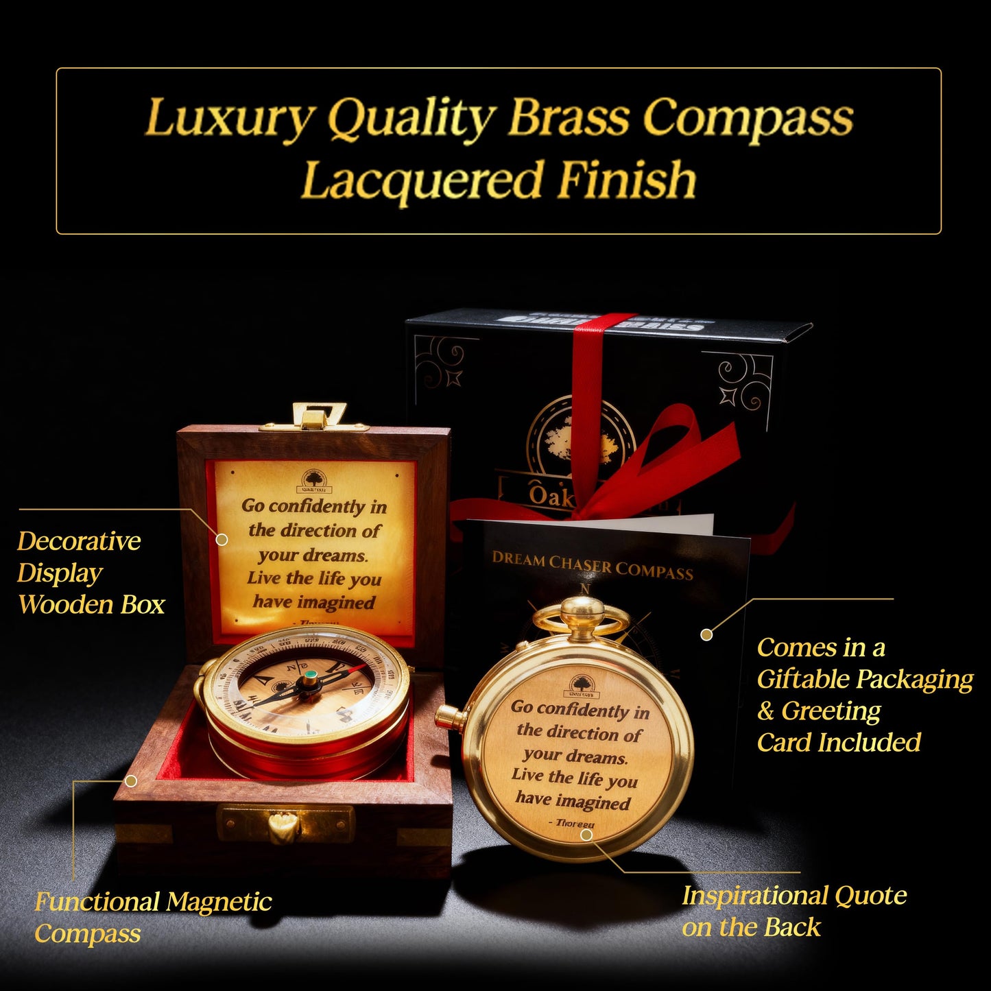 The Dream Chaser Compass - Go Confidently -2026 Unique Graduation Gifts for Him, College, High School, Cool Birthday Gift Idea for Son, Boys, Motivational Greeting Card Included