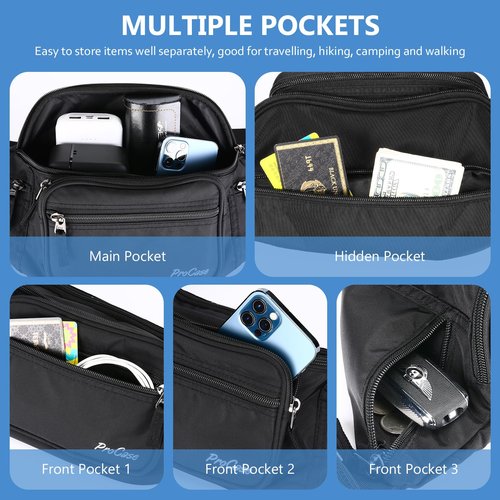 ProCase Fanny Pack Waist Packs for Men Women, Waist Bag Hip Pack for Travel Hiking Running Outdoor Sports -Black, Medium