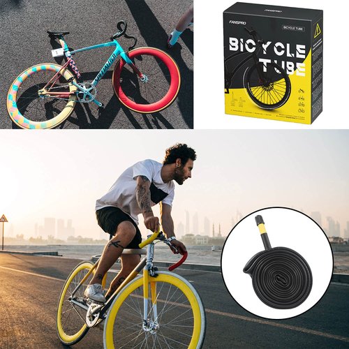 FANSPRO 2 Pack of 26 Inch Bike Tube 26x2.125 26x2.20 26x2.25 26x2.30 26x2.35 26x2.40 Heavy Duty Bicycle Tube with 2 Tire Levers, 48mm Schrader Valve Premium Quality Butyl Inner Tube