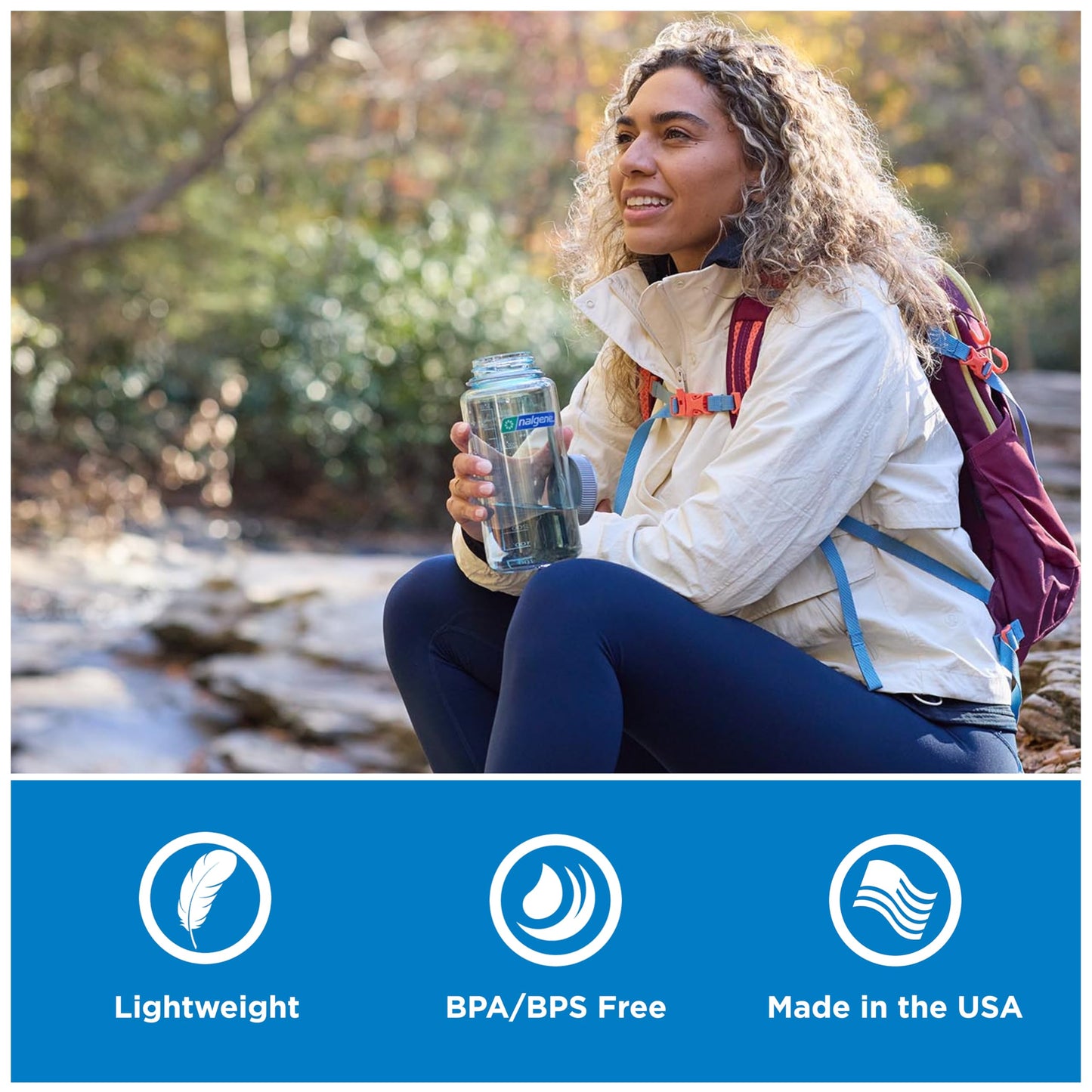 Nalgene 32 oz Wide Mouth Water Bottle | BPA-Free, Durable & Leak Proof, Lightweight Bottle for Hiking & Gym, Work & Travel, Cosmo