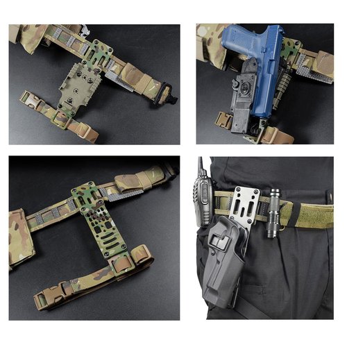 RDSPTBEK Modular Drop Leg Holster Adapter with Thigh Strap Metal Holster Adapter Duty Belt Accessories Airsoft Tactical Gear (BK)
