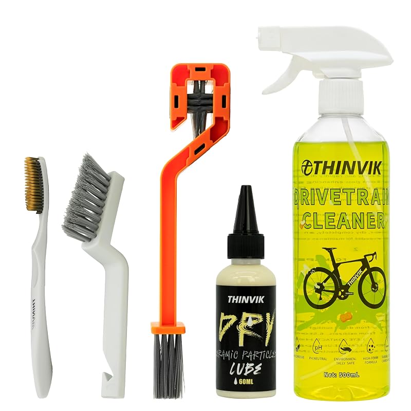 Dry Lube Bike Cleaning Kit with 500ml Biodegradable Degreaser, 60ml Lube & 4 Brushes – Variation: Dry Lube