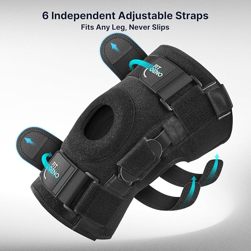 Fit Geno ReActive+ Hinged Knee Brace with Side Stabilizers - Black, M/L/XL