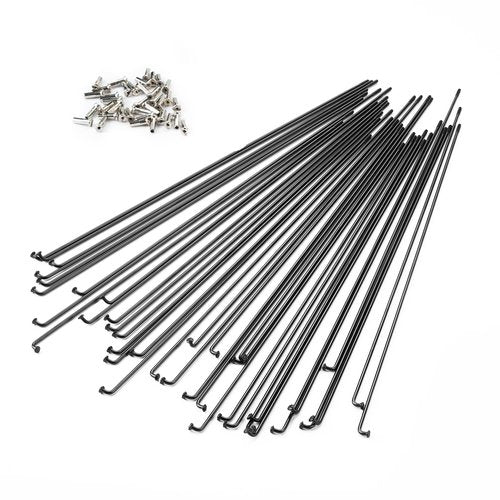 BaveL 36 Pcs 14G Black Bicycle Steel Spokes (201 mm-309 mm) with Copper Cap 36pcs,Mountain Bike Spokes,for MTB,Ebike,City Bikes-Replacement/Repair Spoke (Black 229 mm)