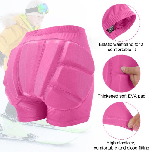 Kids Butt Pad Shorts, Youth Child Hip Protection Pads, Tailbone Protective Padded Short Pants for Snowboarding Hockey Roller Skating Skiing Cycling (Pink, XX-Small)