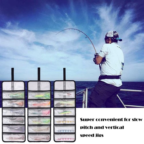 MOPHOEXII Roll Up Fishing Lure Wraps Set-25" X 9" Durable Lure Bag 6 Pocket PVC Protective Cover Saltwater Hook Covers Fabric Lure Protector Trolling Lure Tackle Box Large 1 PC