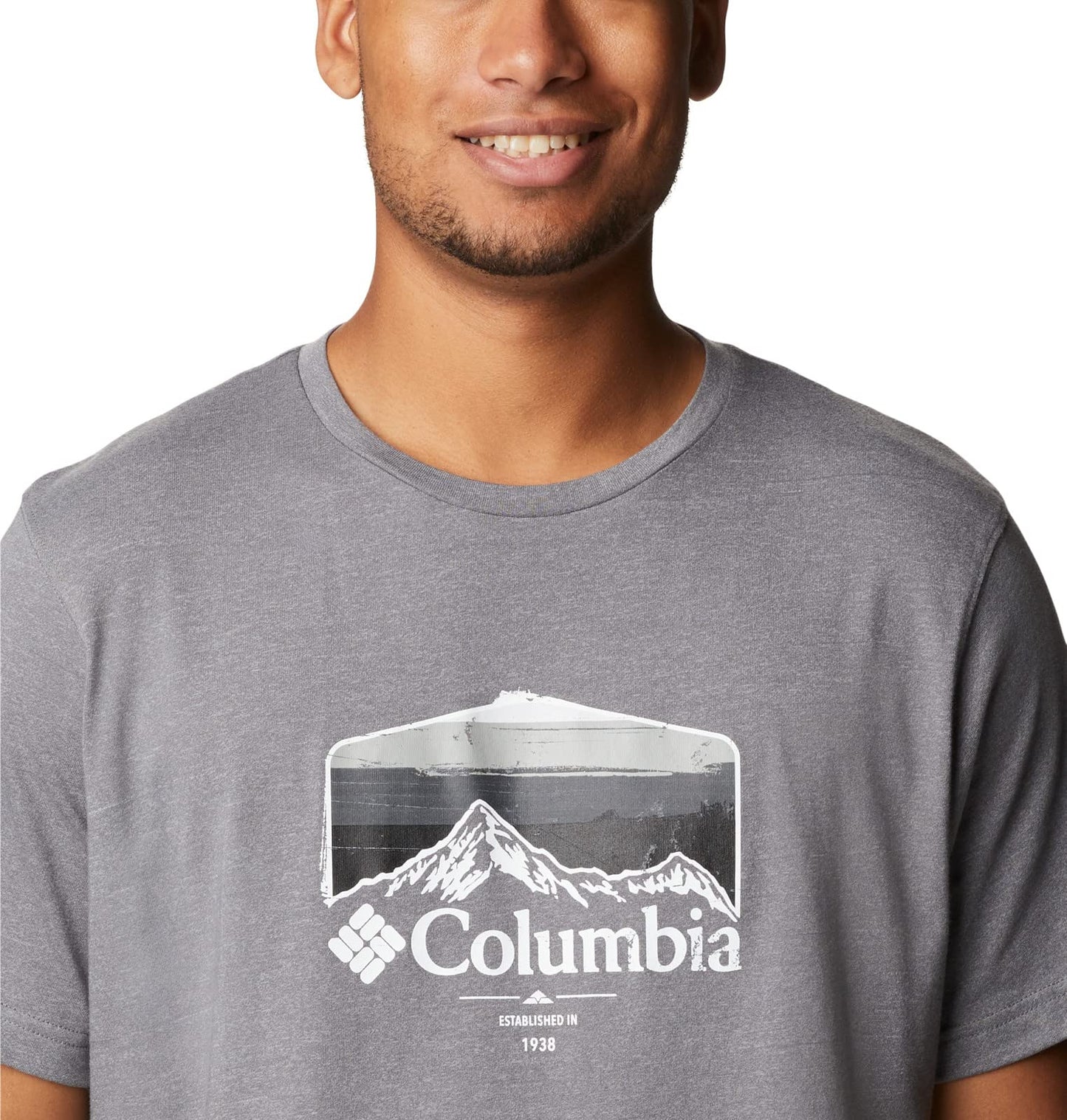 Columbia Men's Thistletown Hills Graphic Short Sleeve, City Grey Heather/Hikers Graphic, 3X Big