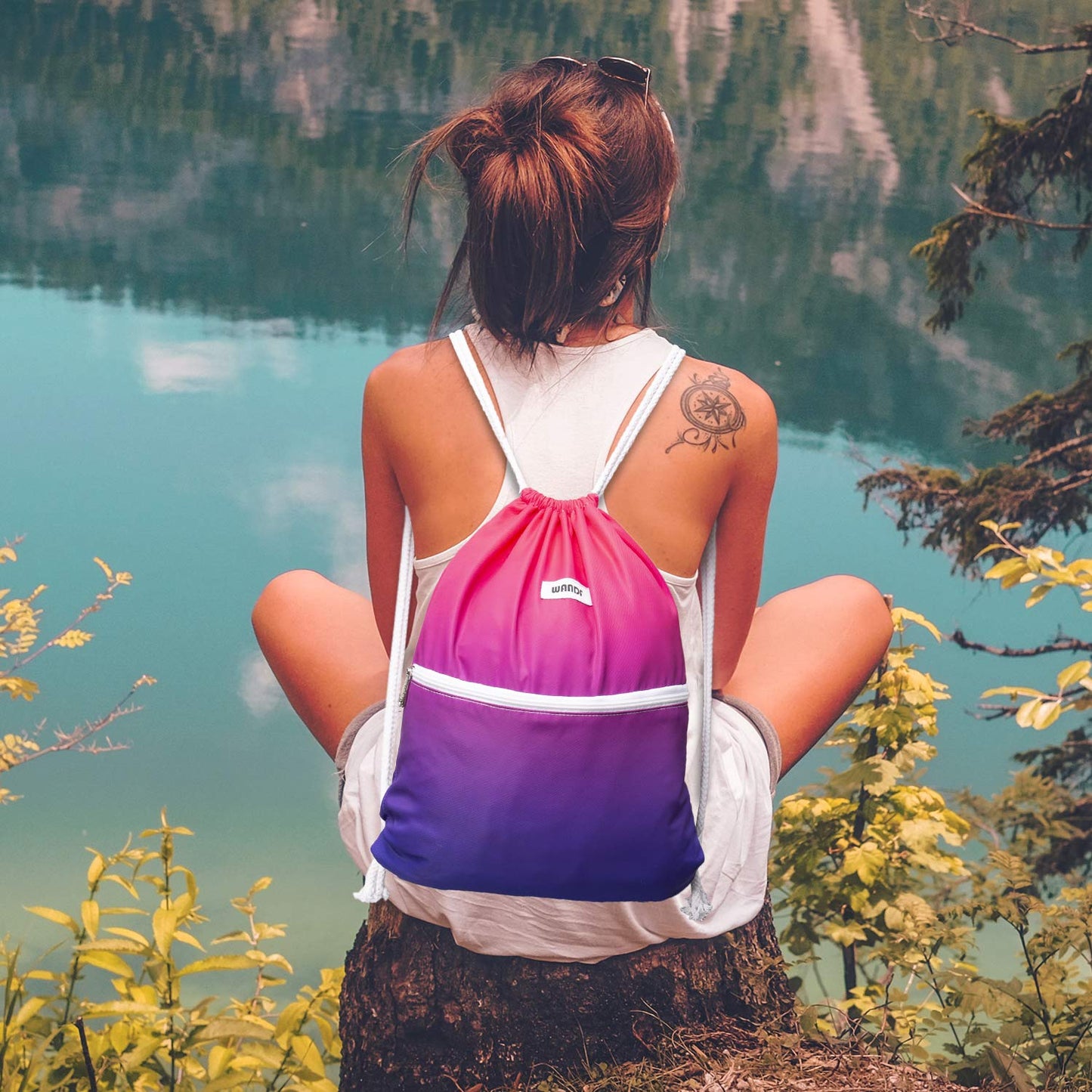 WANDF Drawstring Backpack, Gym Sackpack for Sports (Red)