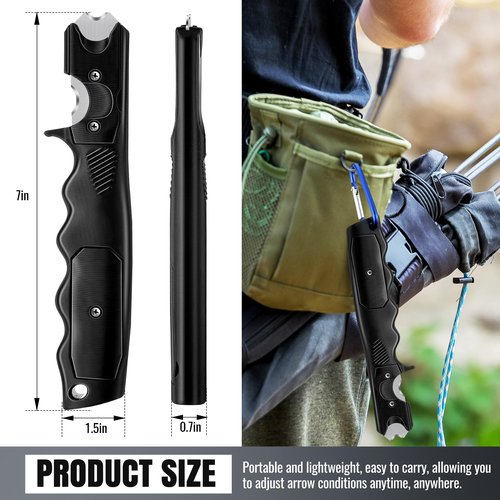 Enhon Fletching Removal Tool Dual Angle Arrow Fletching Tool for Precise Fletch & Glue Removal, Archery Tools with Stainless Steel Blade & Extra Replacement Blades for Arrow Maintenance (Black)