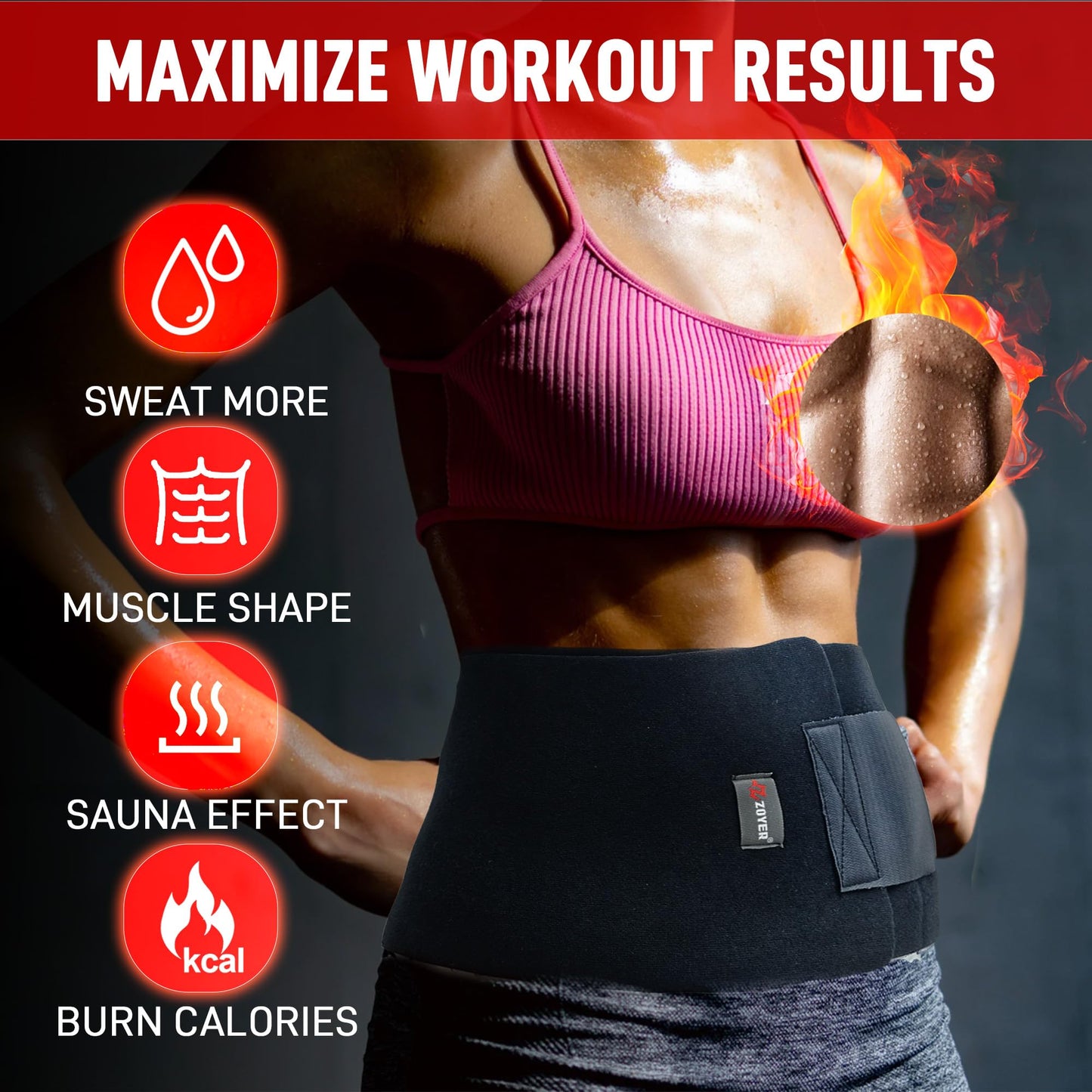 ZOYER Waist Trainer for Women Lower Belly Fat, Waist Sweat Band for Women, Sweat Belt Exercise Band, Stomach Wrap