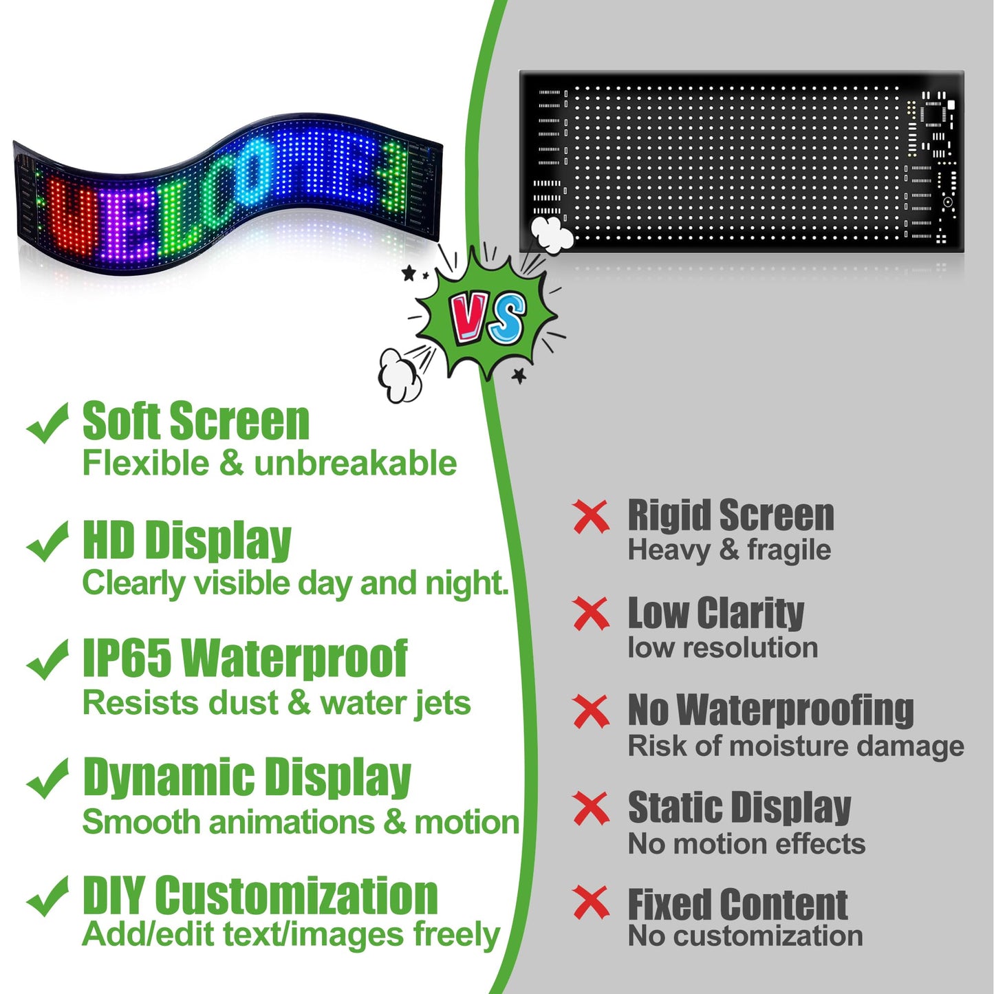 10L0L Golf Cart Devil Eyes Light Sign, Programmable Flexible Screen for Windshield, DIY Dynamic Programmable With App Control, 23.6"x4.7" Window Screens for Festivals, Daily