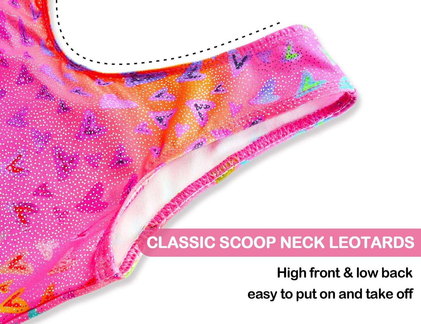 Domusgo Gymnastics Leotards for Girls Size 6-7 Years Old Nenon Pink Heart Sleeveless Practice Outfits