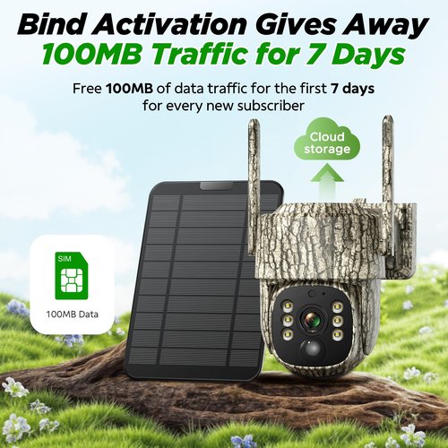 VOOPEAK Cellular Trail Camera- 4G LTE with Unlimited Data, 360° View HD Live Streaming Solar Panel Night Vision Motion Detection Two-Way Audio Game Camera for Hunting & Outdoor Security