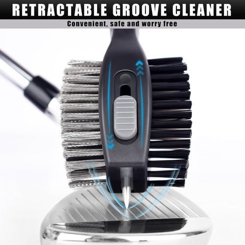 CHAMPKEY Premium Polyurethane Golf Club Brush - Retractable Groove Cleaner Golf Brush - Oversized Brush Head Golf Club Cleaer (Gray)