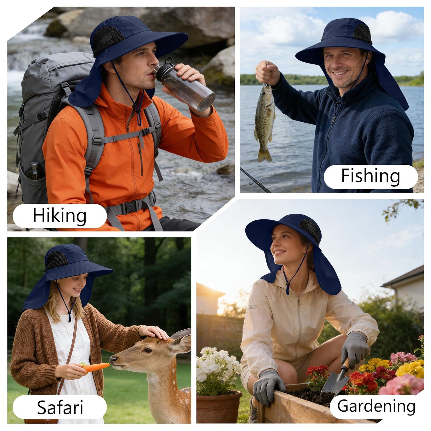 Sun Hat for Men Women with Neck Flap,UPF 50+ UV Protective Hiking Fishing Hats,Wide Brim Sun Hat for Women&Men …