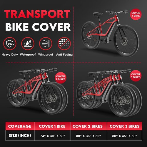 Zettum Bike Cover for Transport 2 Bike - 600D Travel Bike Covers for Bikes on Rear Bike Rack Heavy Duty & Waterproof, Outdoor Full Bicycle Rack Cover for 2 Bikes on Car Hitch Storage