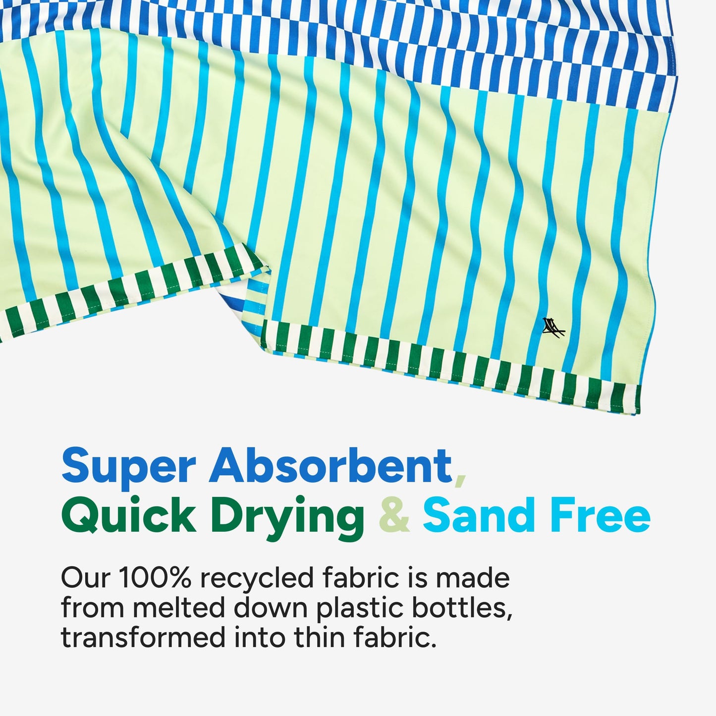 Dock & Bay Beach Towel - Quick Dry, Sand Free - Compact, Lightweight - 100% Recycled - Includes Bag - Blueberry Spritz - Extra Large (200x90cm, 78x35)