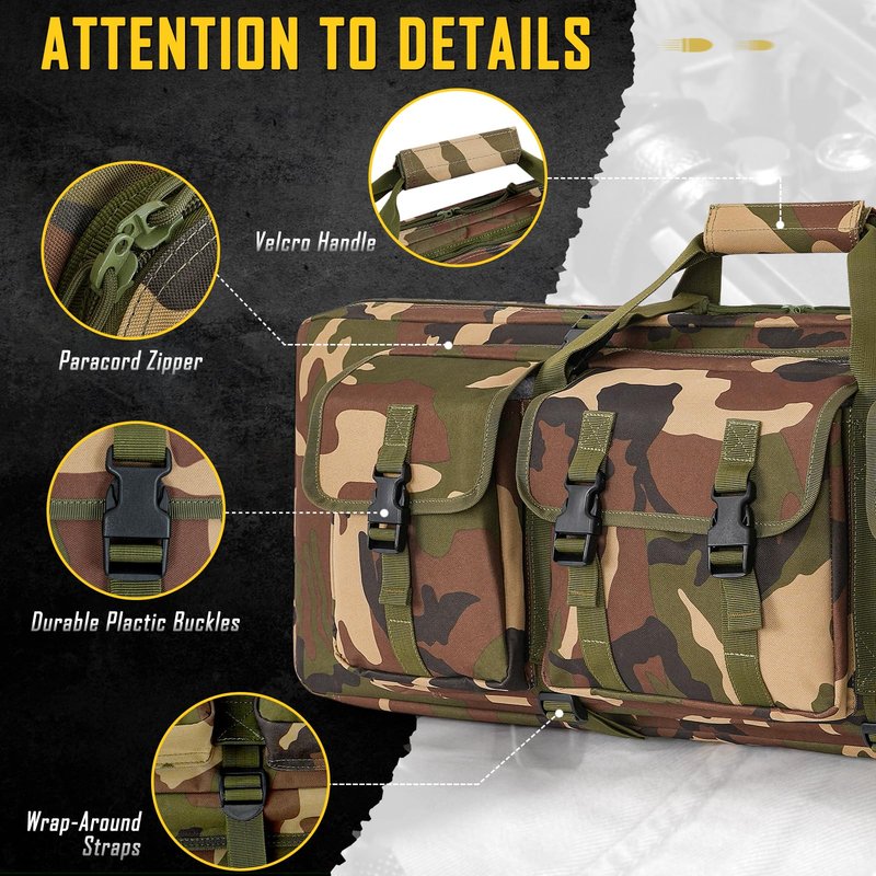 DULCE DOM 42 inch Double Case Soft Bag Gun Case, Perfect for Pistol Storage and Transportation, All Around Shooting Range Rifle Backpack, Indoor Outdoor