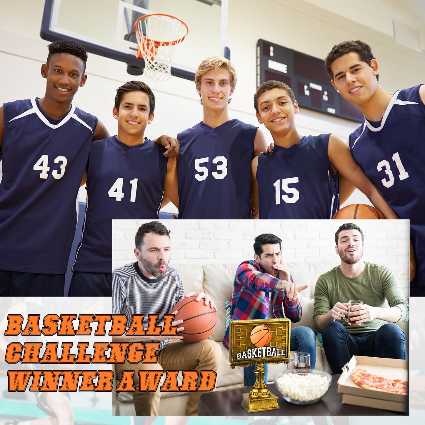 Wiwiqing 1 Pack March Basketball Bracket Trophy Basketball Winner Award for Madness Challenge Tournament Funny Recognition Trophy Appreciation Gift for Champion Winner Friends Prizes (Gold)